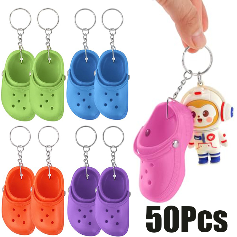 Mini Backpack Purse - 50個入り 3Dシミュレーション ミニホール クロッグスリッパ キーチェーン ポータブル