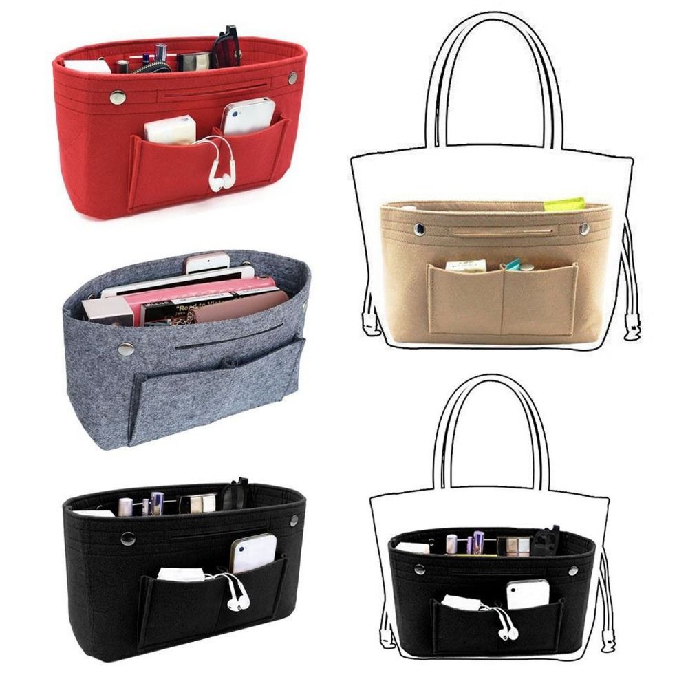 Backpack Insert Organizer - 新しい高品質のシンプルなフェルトハンドバッグインサートバッグ大容量マルチポケット内部バッグポータブルバッグサポート財布ライナー