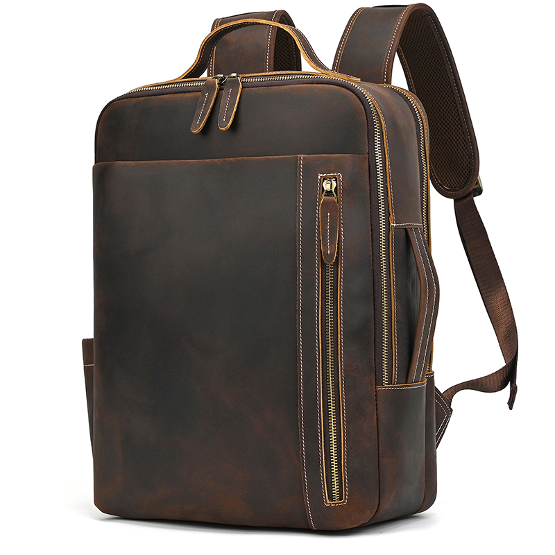 Leather Backpack Vintage - 2025年新作 レザーバックパック 旅行用 メンズ 牛革 ラップトップバッグ