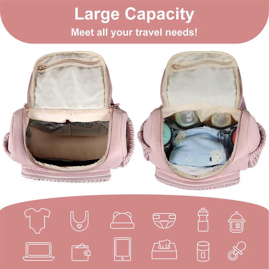 大容量マタニティおむつバッグバックパックニット柄ベビーおむつ - Backpack Diaper Bag のレビューと価格