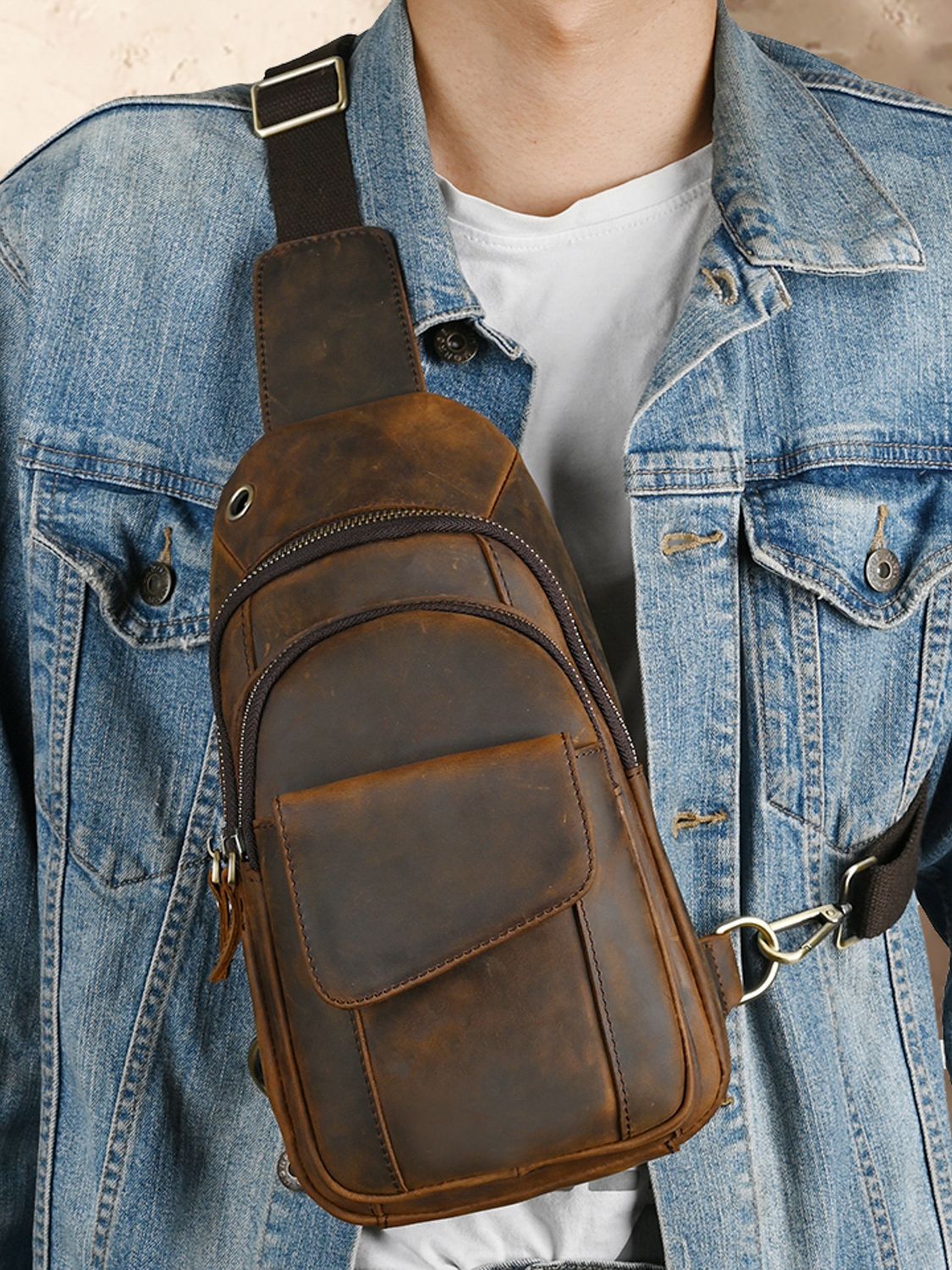 デザイナー高級多機能男性チェストバッグ大容量アウトドア男性ス - Leather Backpack Vintage のレビューと価格
