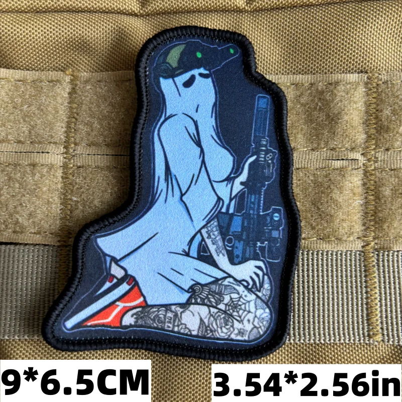 美しい女戦士戦術パッチ腕章士気バッジ印刷ゴーストガールパッチ - Urban Backpack Tactical のレビューと価格