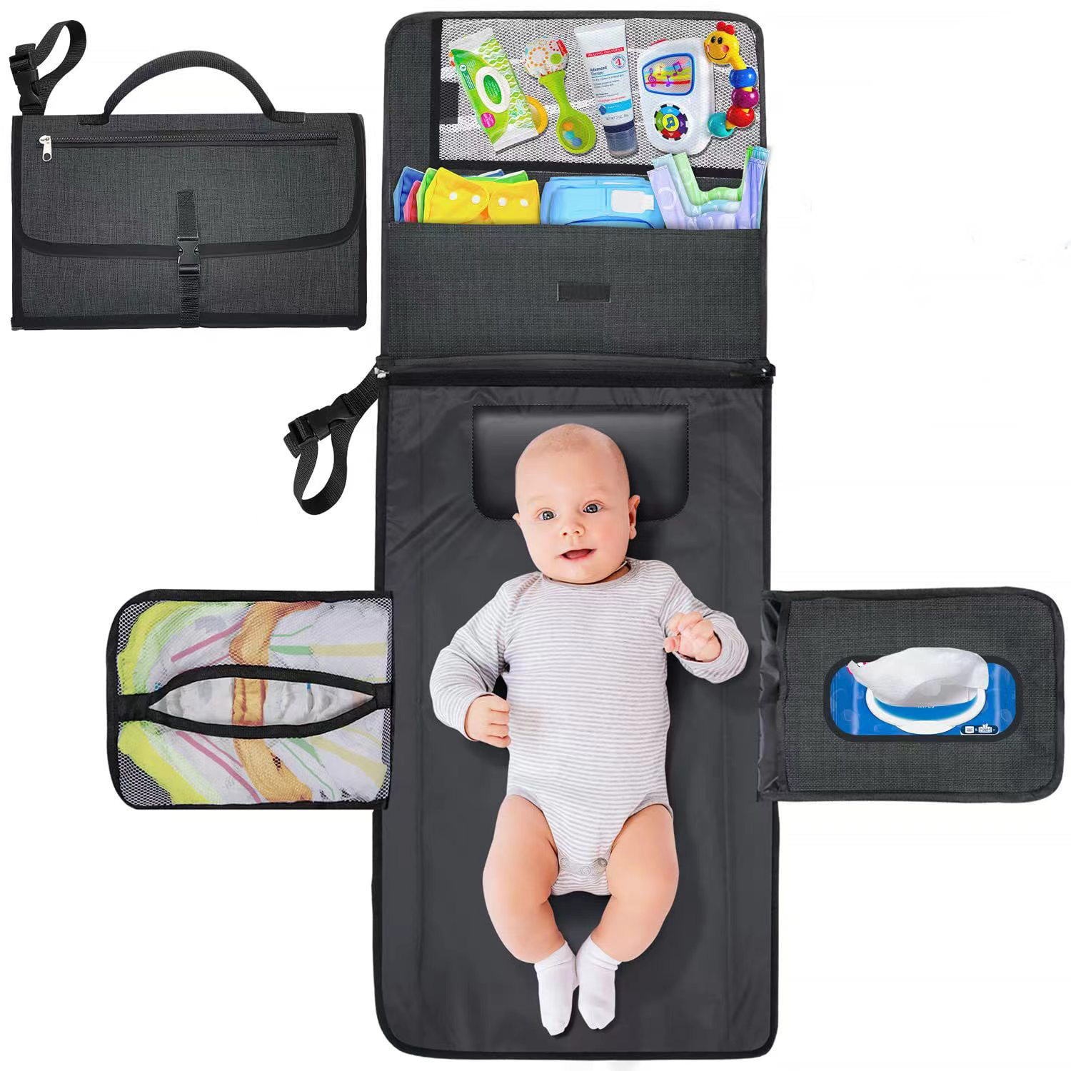 ポータブルおむつ交換パッド幼児新生児おむつ交換パッドワイプポ - Backpack Diaper Bag のレビューと価格